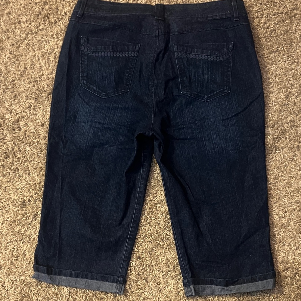 Dark Blue Denim Skimmer Capri Jeans 12 - Picture 5 of 9